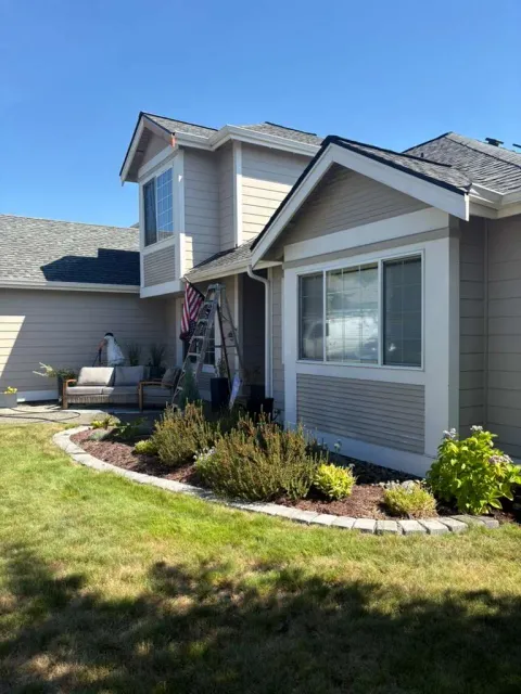 Front gable and siding detail before a Silverdale exterior repaint